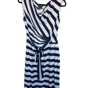 Lauren Ralph Lauren Navy and White Midi Dress